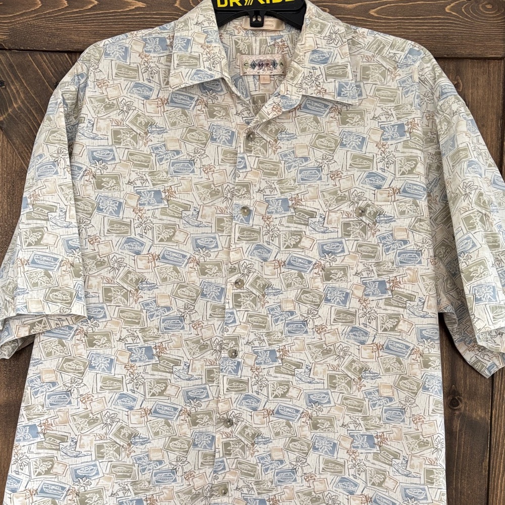 Campia Moda Hawaiian Print Shirt Mens Large 100% Cotton short sleeve tropical